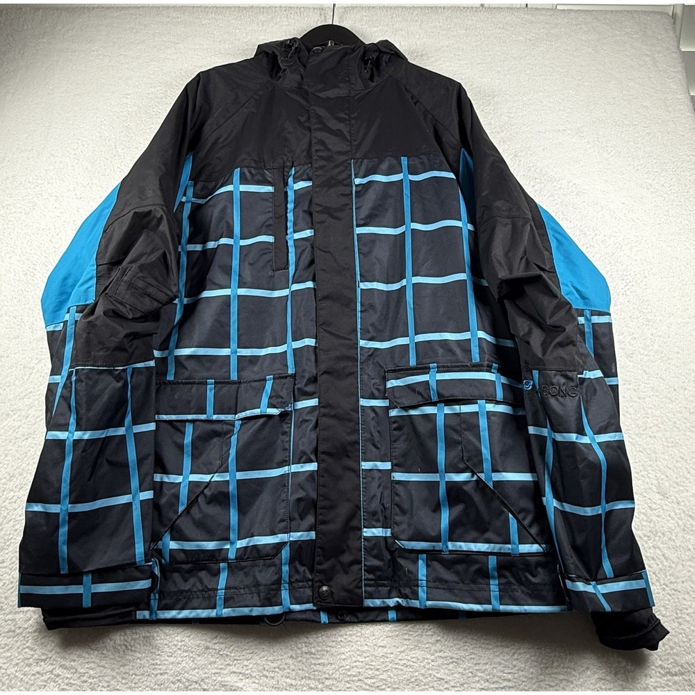 Vintage Billabong Men's XL Ski‎ Snowboarding Jacket Black With Blue Grid Detail